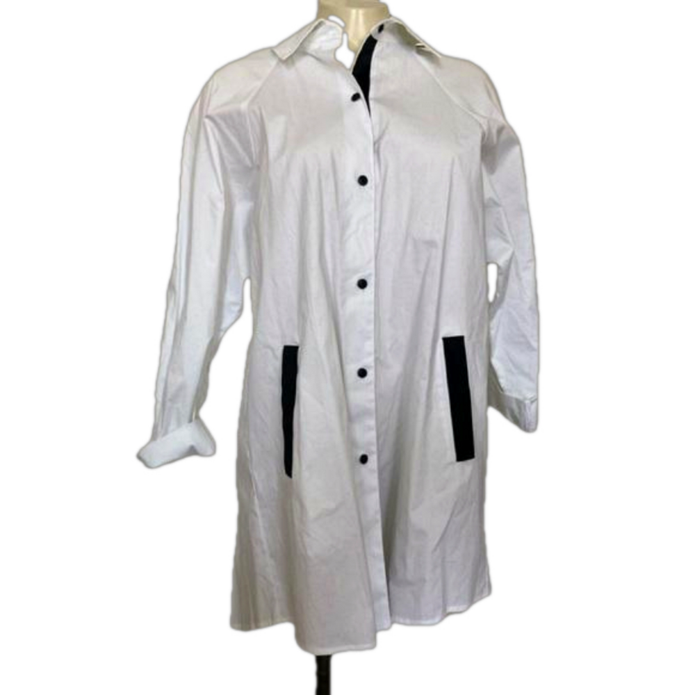 PLANET 100% cotton white / black accent tunic OSFA Made in USA